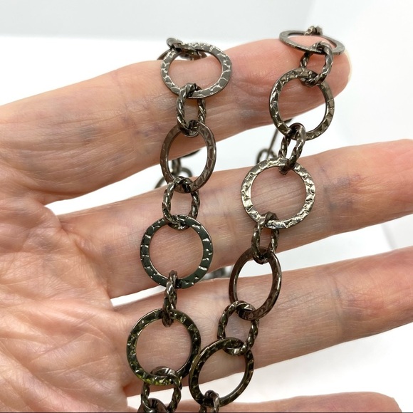 Gunmetal Link Long Necklace - Picture 2 of 9